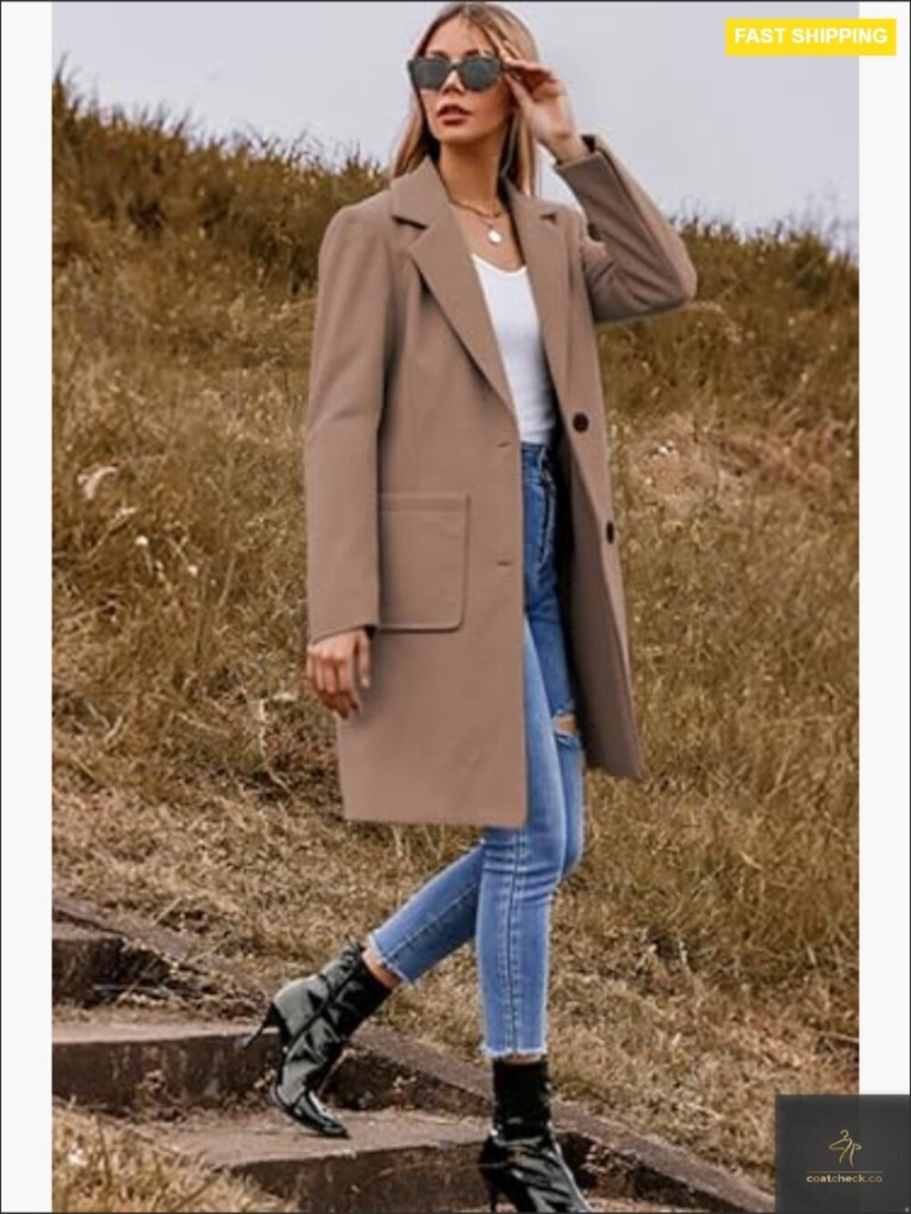 Classic Trench Peacoat Overcoat Elegant Fitted Lapel Winter Fall Cardigan Style - Picture 4 of 7